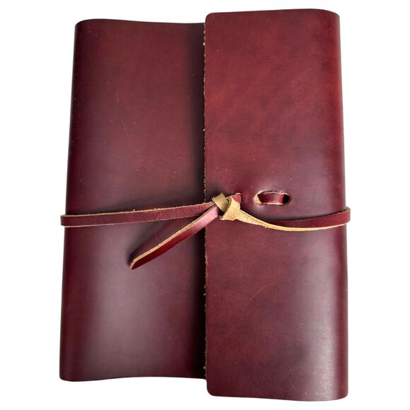 Rustico Leather Drawstring Writing Journal Portfolio Cover Burgundy NEW - Picture 1 of 4